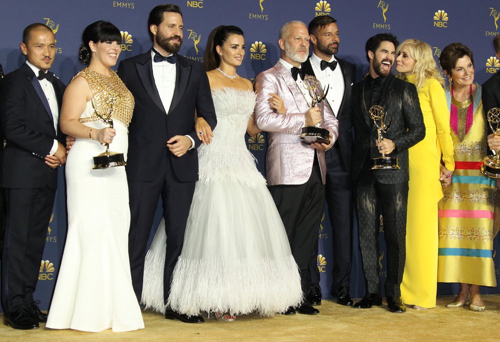 Edgar Ramirez, Penelope Cruz, Ricky Martin, Ryan Murphy, Darren Criss, Judith Light<br>70th Emmy Awards - Press Room