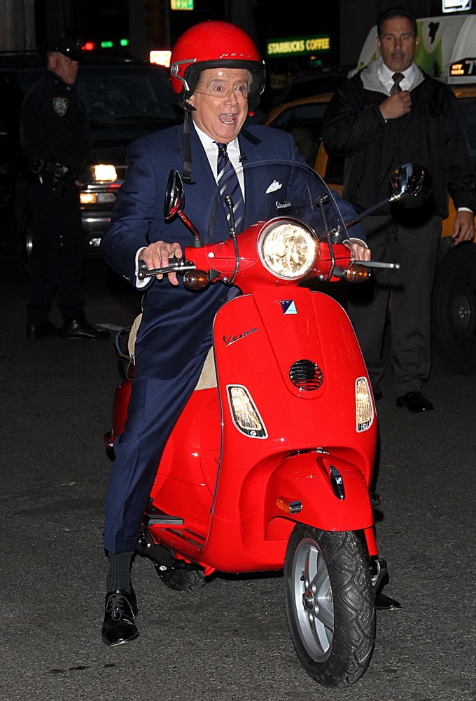 Regis Philbin;<br>Regis Philbin Is Given A Vespa Scooter by David Letterman - The Late Show with David Letterman