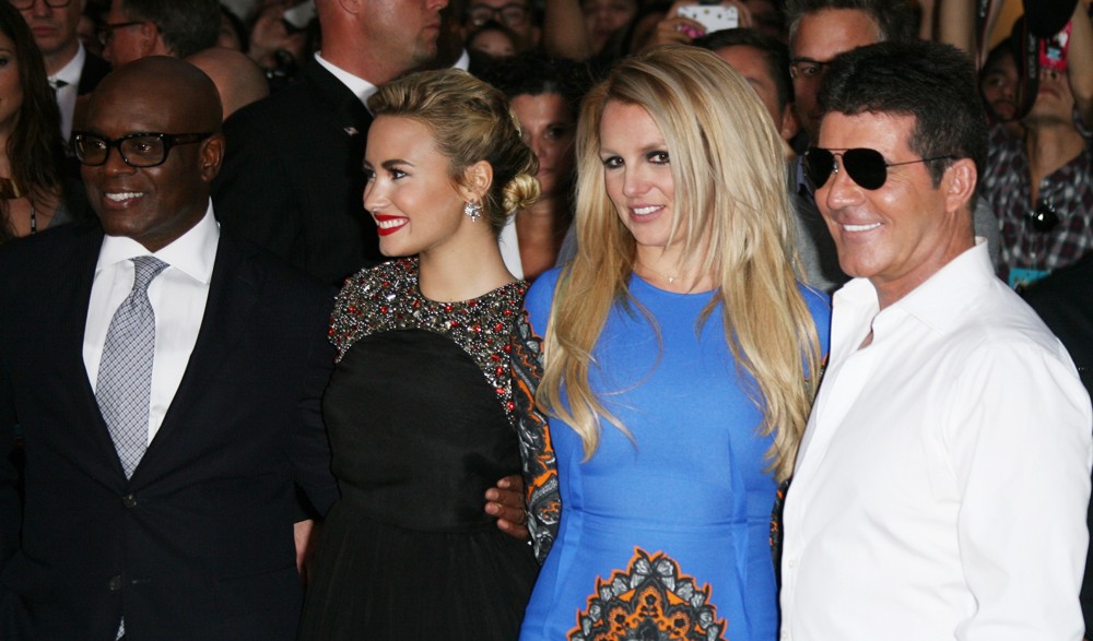 L.A. Reid;Demi Lovato;Britney Spears;Simon Cowell;<br>The X Factor Season Two Premiere Screening and Handprint Ceremony