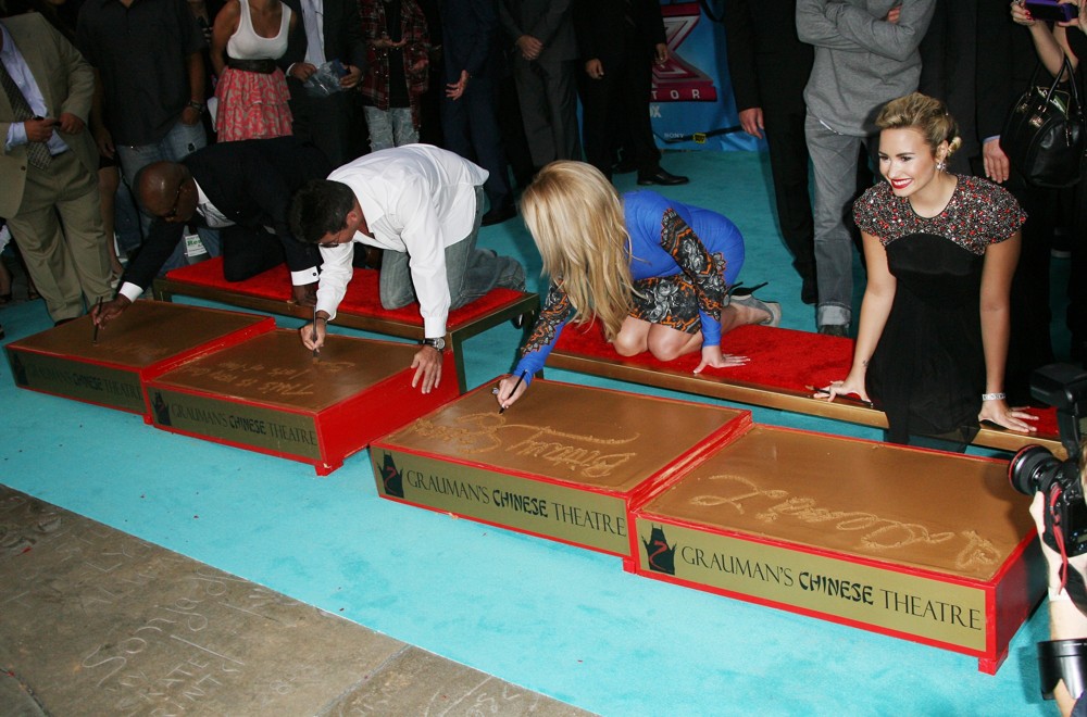 L.A. Reid;Simon Cowell;Britney Spears;Demi Lovato;<br>The X Factor Season Two Premiere Screening and Handprint Ceremony
