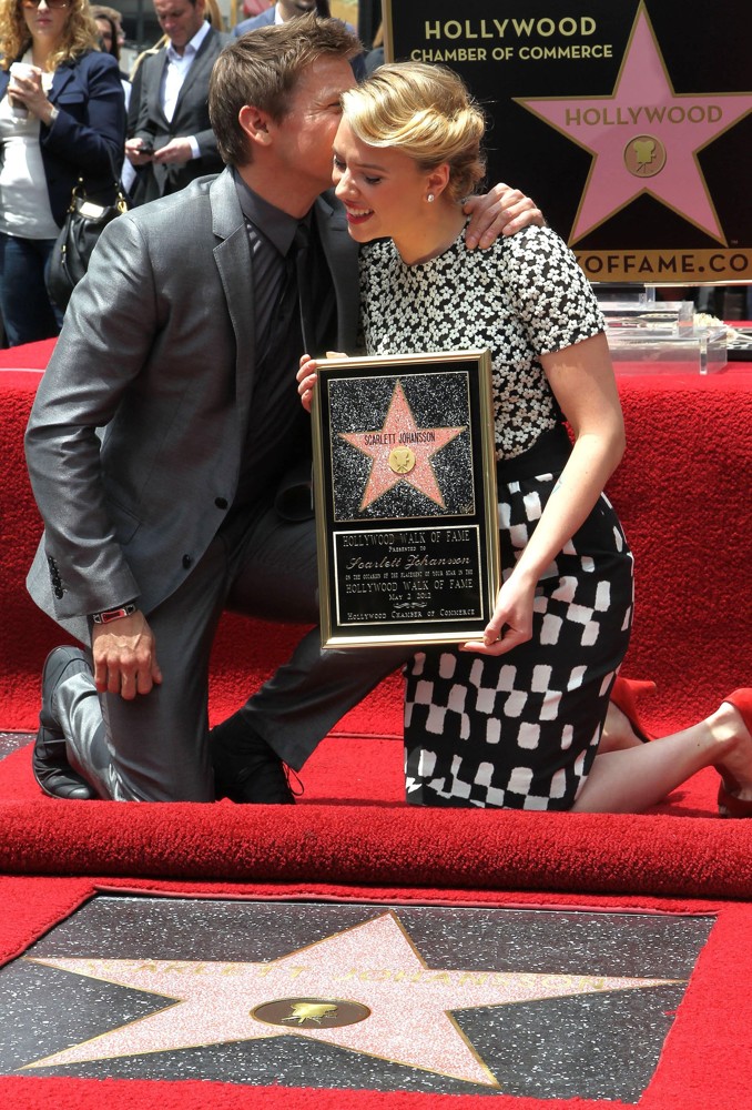 Jeremy Renner;Scarlett Johansson;<br>Scarlett Johansson Is Honored with A Star on The Hollywood Walk of Fame