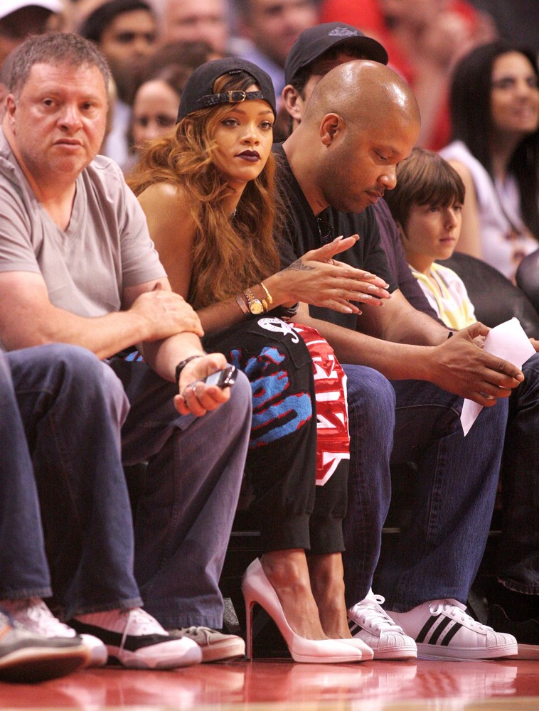 Rihanna;<br>Celebrities Watch The Los Angeles Lakers vs The Los Angeles Clippers