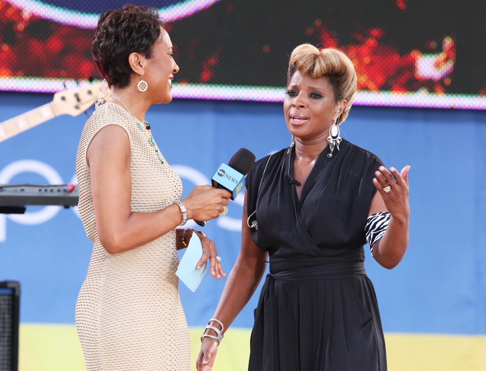Robin Roberts (II);Mary J. Blige;<br>Robin Roberts with Mary J. Blige at Good Morning America's Summer Concert Series