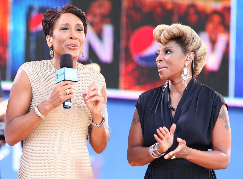 Robin Roberts (II);Mary J. Blige;<br>Robin Roberts with Mary J. Blige at Good Morning America's Summer Concert Series