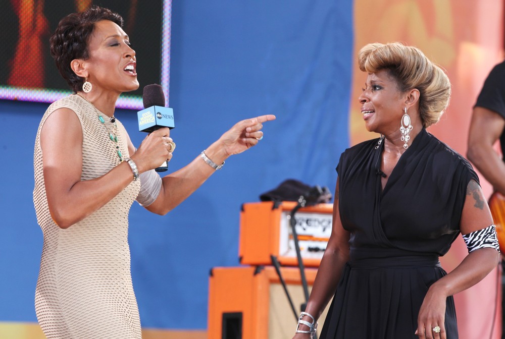 Robin Roberts (II);Mary J. Blige;<br>Robin Roberts with Mary J. Blige at Good Morning America's Summer Concert Series