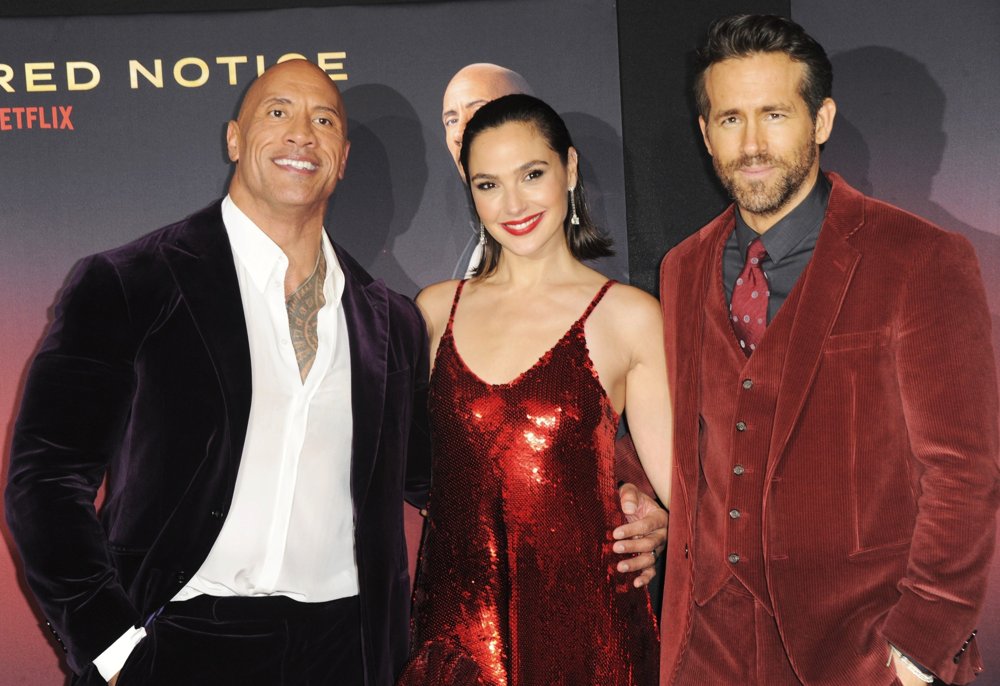The Rock, Gal Gadot, Ryan Reynolds<br>Premiere of Netflix's Red Notice - Arrivals
