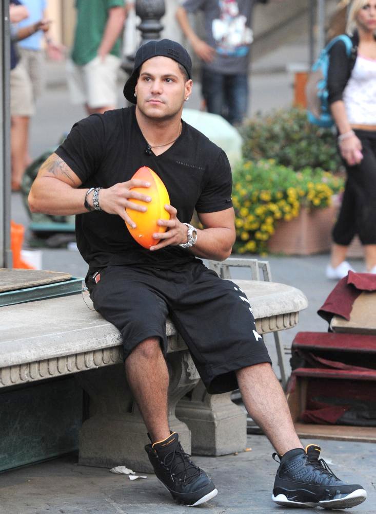 Ronnie Ortiz-Magro;<br>Jersey Shore Cast Members Play Catch with A Ball in The Town Square