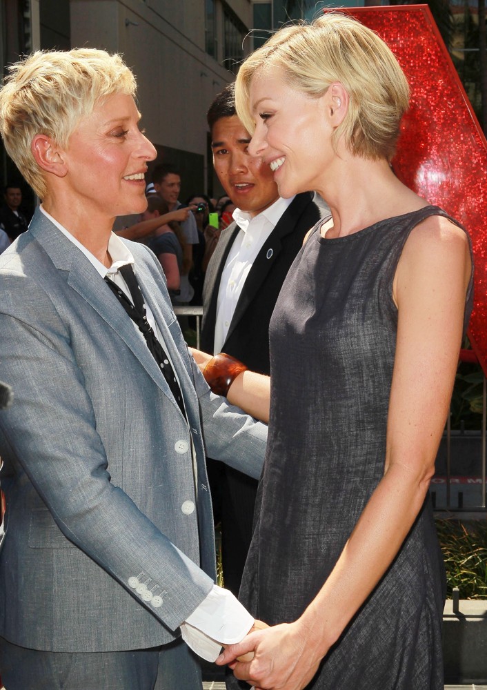 Ellen DeGeneres;Portia de Rossi;<br>Ellen DeGeneres Is Honored with A Star on The Hollywood Walk of Fame