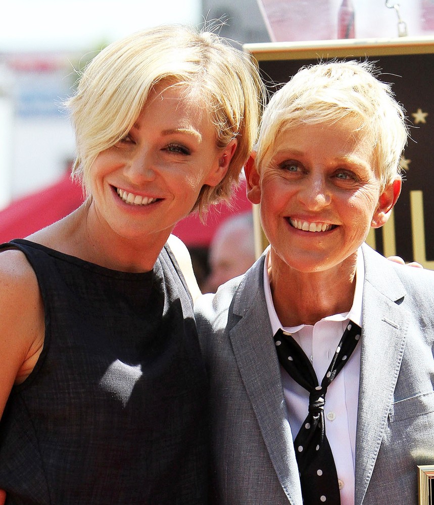 Portia de Rossi;Ellen DeGeneres;<br>Ellen DeGeneres Is Honored with A Star on The Hollywood Walk of Fame