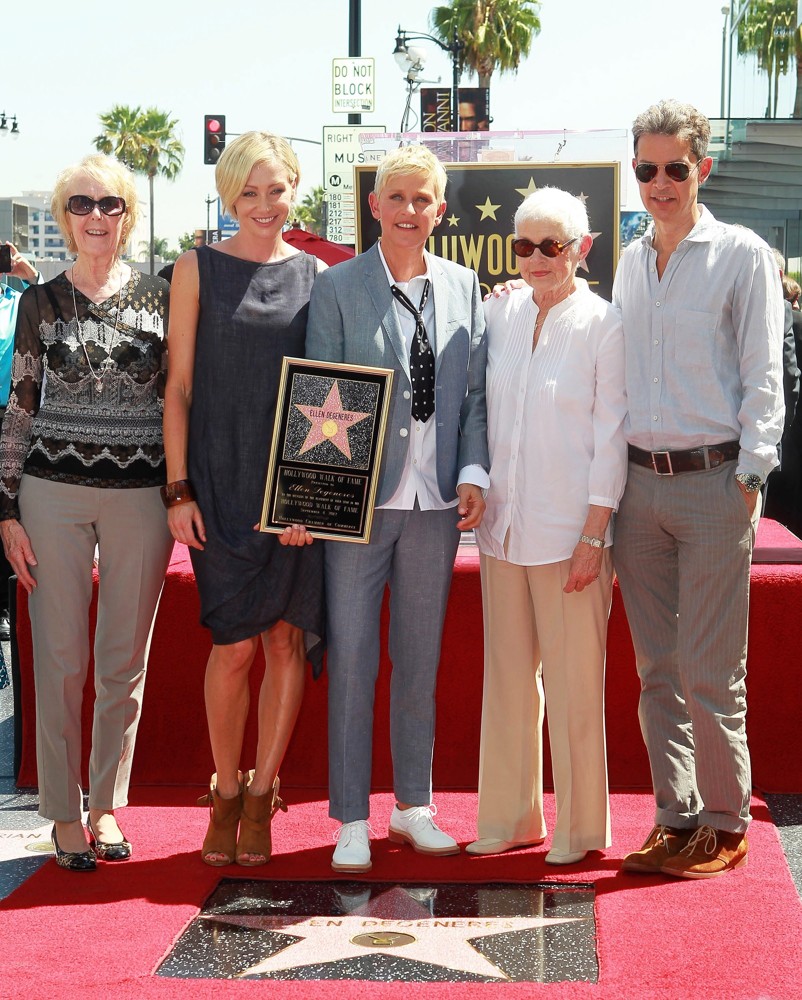 Portia de Rossi;Ellen DeGeneres;Betty DeGeneres;<br>Ellen DeGeneres Is Honored with A Star on The Hollywood Walk of Fame