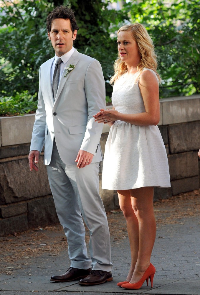 Paul Rudd;Amy Poehler;<br>Paul Rudd and Amy Poehler Filming They Came Together on Location