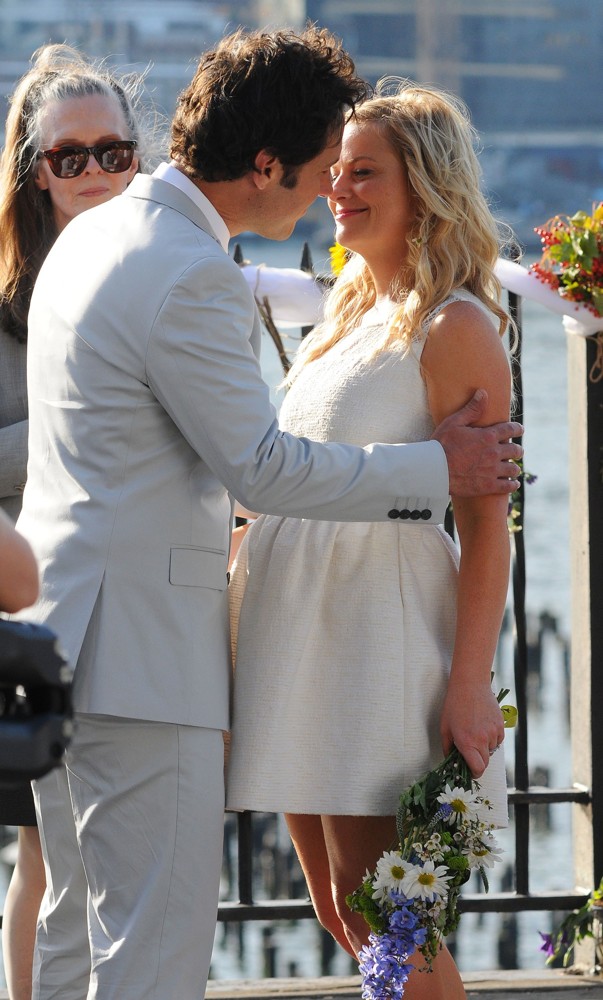 Paul Rudd;Amy Poehler;<br>Paul Rudd and Amy Poehler Filming They Came Together on Location