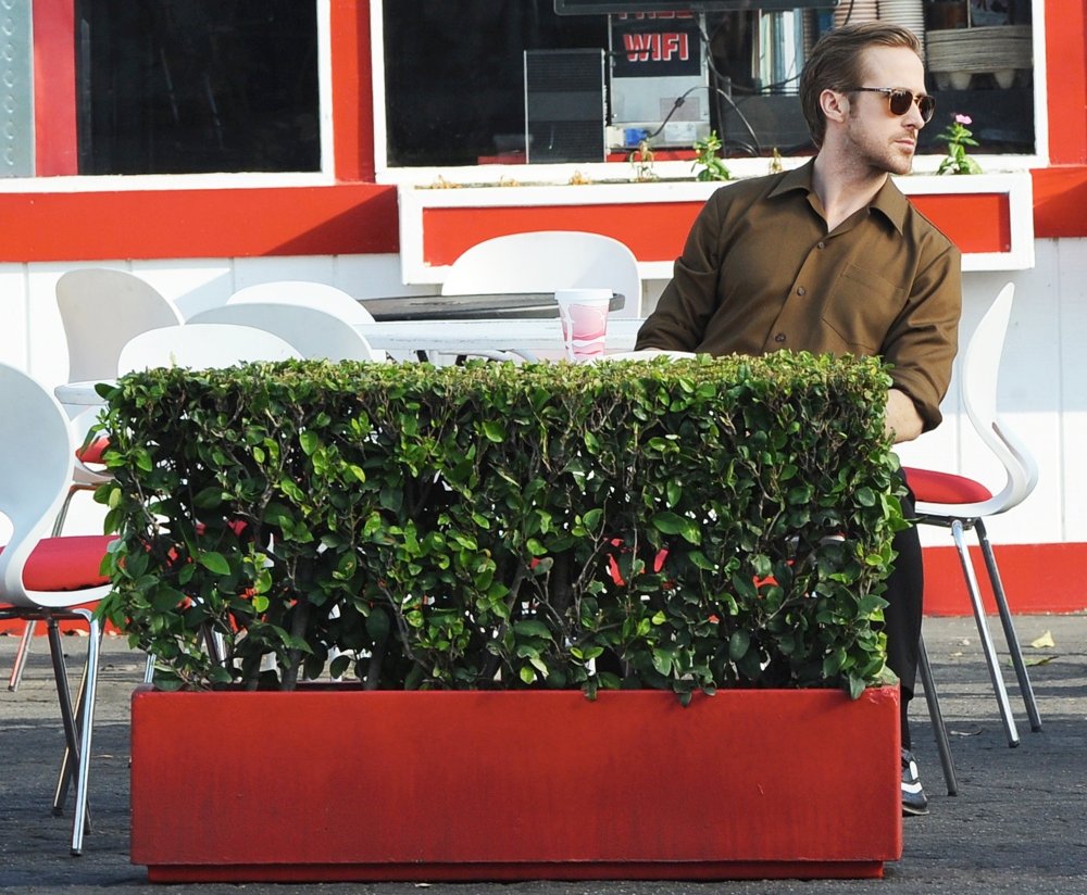 Ryan Gosling;<br>Scene in La La Land Filming