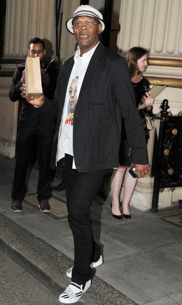 Samuel L. Jackson;<br>London Fashion Week Spring-Summer 2015 - Stella McCartney Green Carpet Challenge Collection