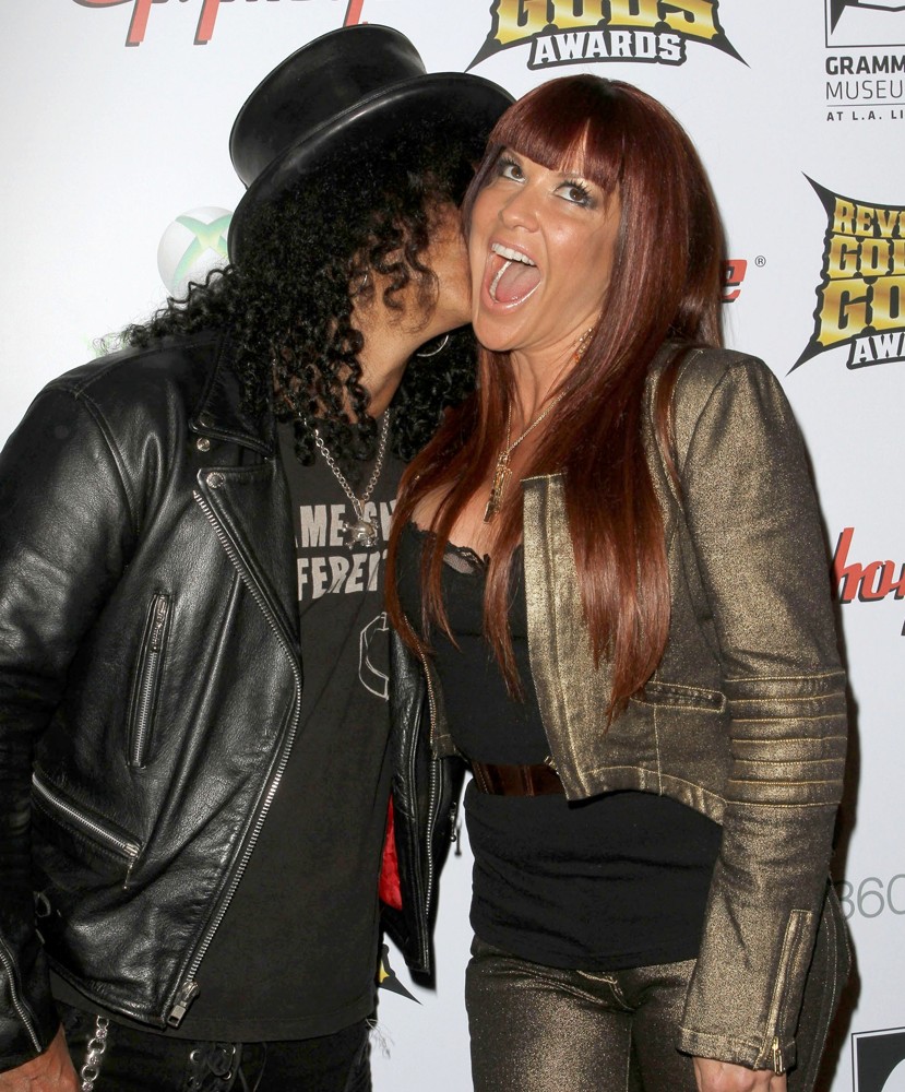 Slash;Perla Ferrar;<br>2012 Revolver Golden Gods Awards Show