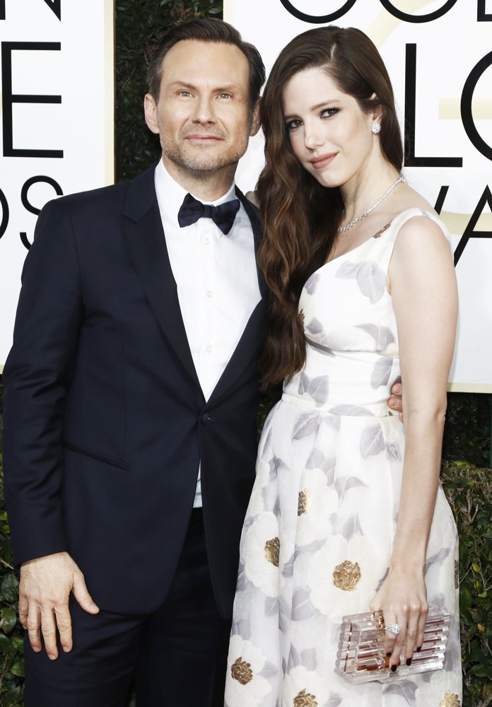 Christian Slater, Brittany Lopez<br>74th Golden Globe Awards - Arrivals