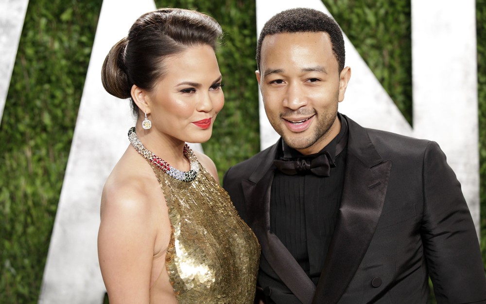 Chrissy Teigen;John Legend;<br>2013 Vanity Fair Oscar Party - Arrivals