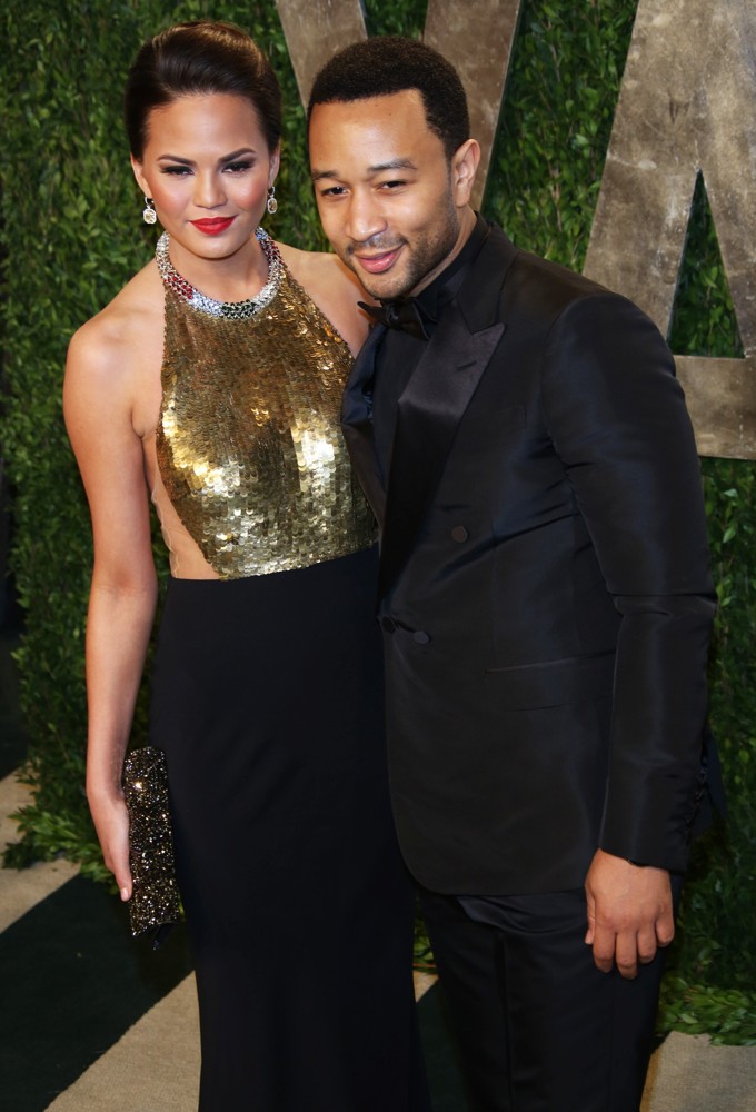 Chrissy Teigen;John Legend;<br>2013 Vanity Fair Oscar Party - Arrivals