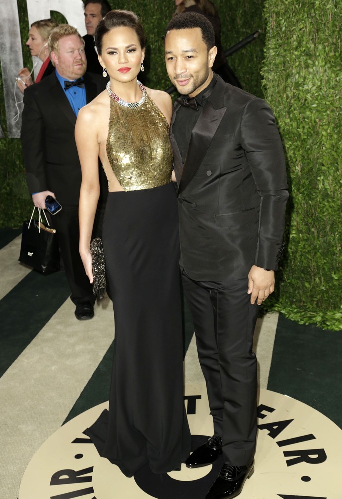 Chrissy Teigen;John Legend;<br>2013 Vanity Fair Oscar Party - Arrivals