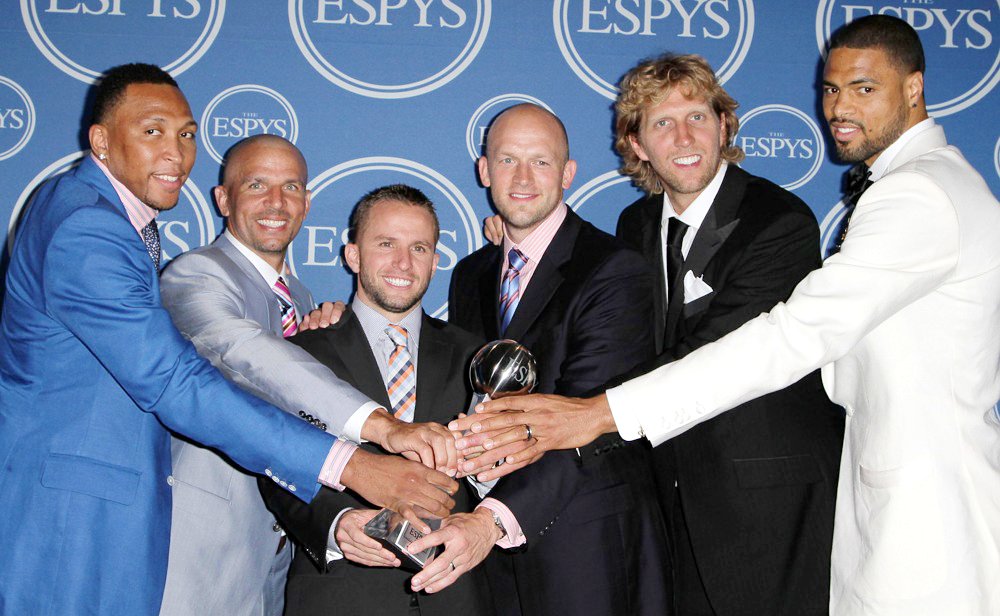 Shawn Marion;Jason Kidd;Jose Juan Barea;Brian Cardinal;Dirk Nowitzki;Tyson Chandler;<br>The 2011 ESPY Awards - Press Room