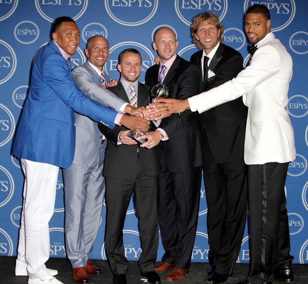 Shawn Marion;Jason Kidd;Jose Juan Barea;Brian Cardinal;Dirk Nowitzki;Tyson Chandler;<br>The 2011 ESPY Awards - Press Room