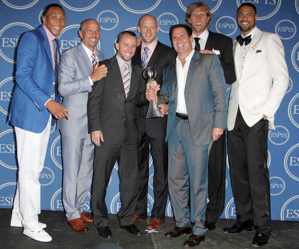 Shawn Marion;Jason Kidd;Jose Juan Barea;Brian Cardinal;Mark Cuban;Dirk Nowitzki;Tyson Chandler;<br>The 2011 ESPY Awards - Press Room