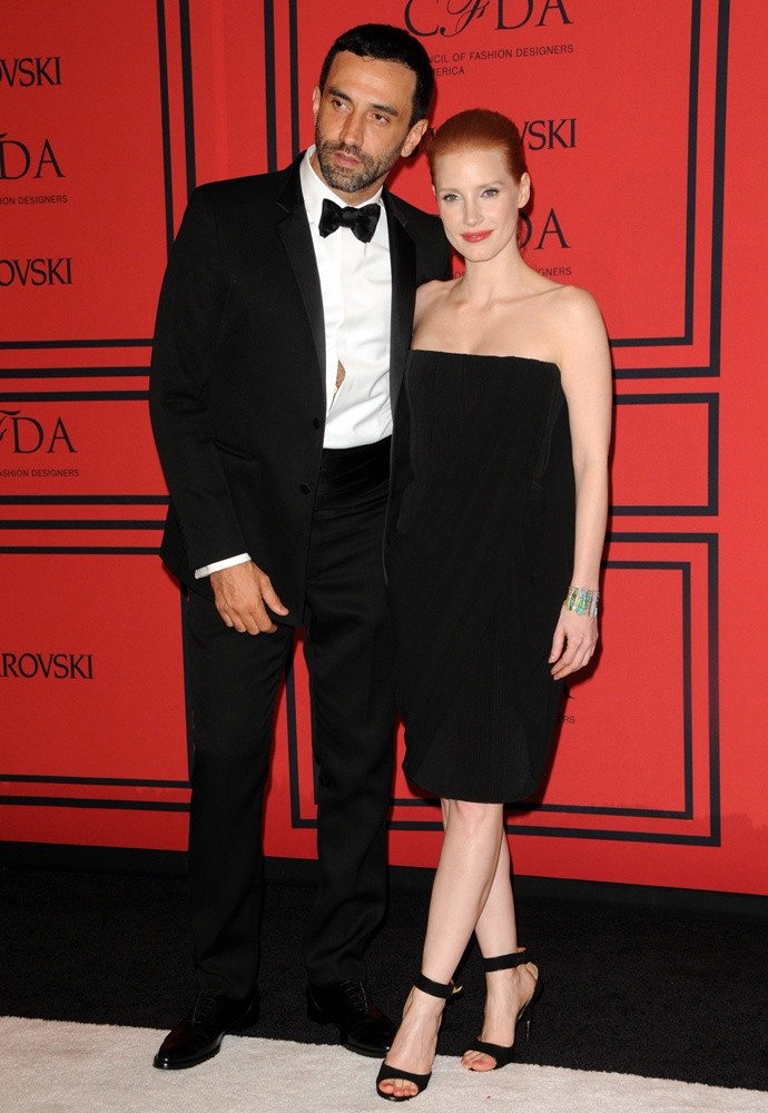 Riccardo Tisci;Jessica Chastain;<br>2013 CFDA Awards - Arrivals