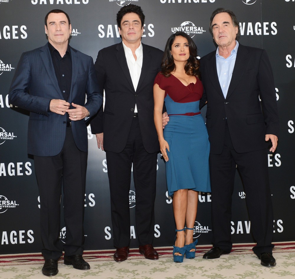 John Travolta;Benicio Del Toro;Salma Hayek;Oliver Stone;<br>Savages Photocall
