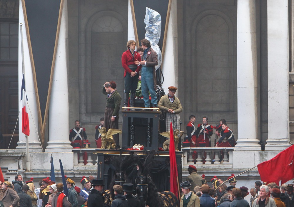 Aaron Tveit;Eddie Redmayne;<br>On The Set of Les Miserables