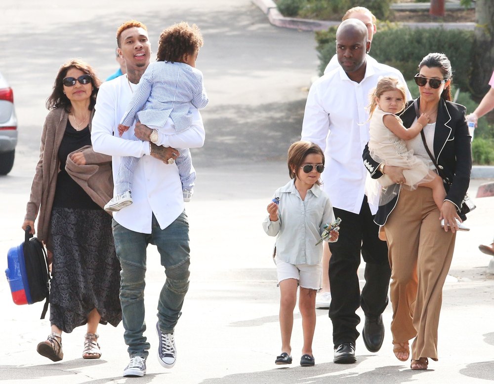 Tyga;King Cairo Stevenson;Mason Disick;Corey Gamble;Penelope Disick;Kourtney Kardashian;<br>The Extended Kardashian-Jenner Family Attend Church on Easter Sunday