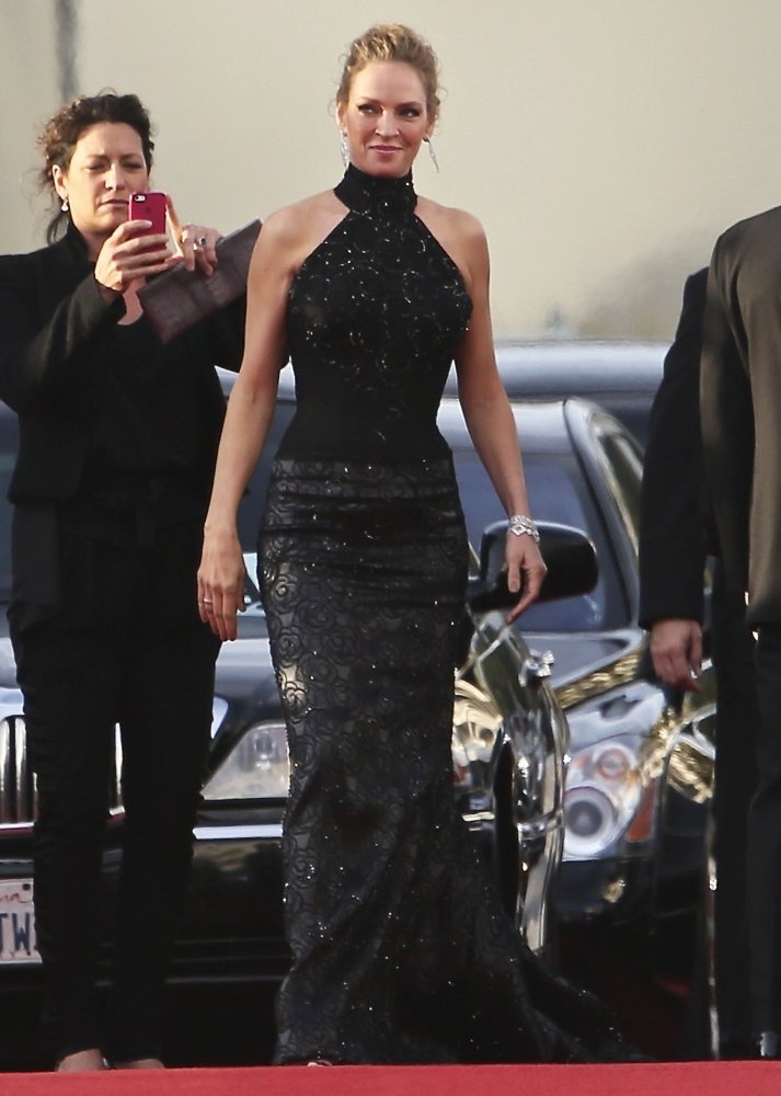 Uma Thurman;<br>71st Annual Golden Globe Awards - Arrivals