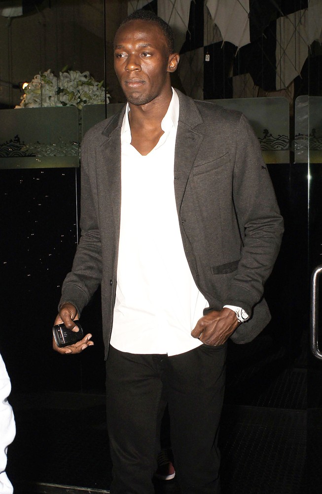 Usain Bolt;<br>Usain Bolt Is Seen Leaving Mr. Chow Restaurant