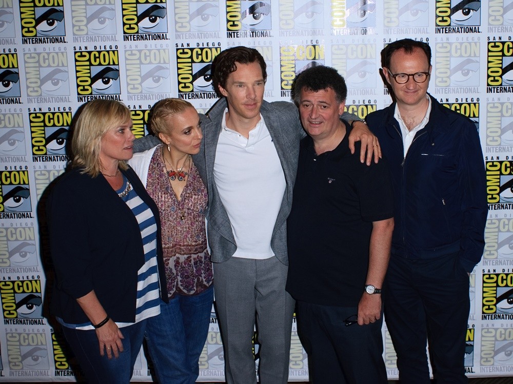 Sue Vertue;Amanda Abbington;Benedict Cumberbatch;Steven Moffat;Mark Gatiss;<br>Comic-Con International 2016: San Diego - Sherlock - Photocall