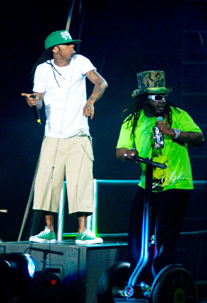 T-Pain;Lil Wayne;<br>Lil Wayne and T- Pain performing live on stage at the WGCI Big Jam 2008
