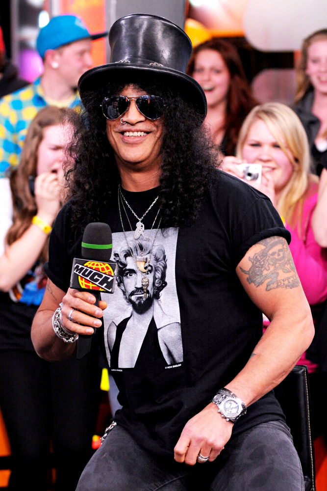Slash;<br>Slash appears on MuchMusic's 'Much On Demand' to promote his upcoming album