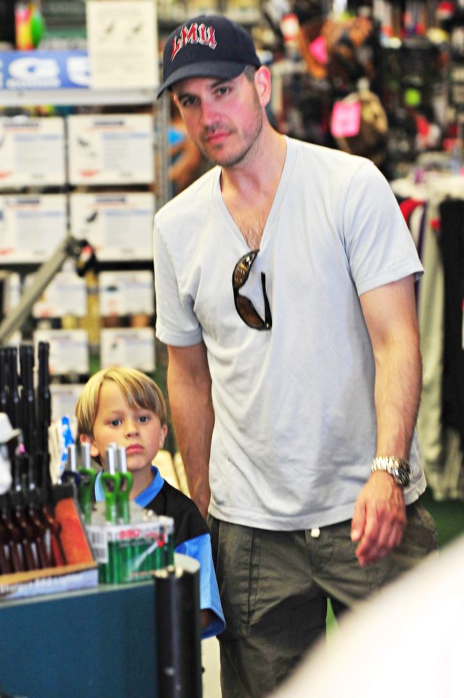 Jim Toth;<br>Jim Toth and Reese Witherspoon's son Reese out shopping at a sports store