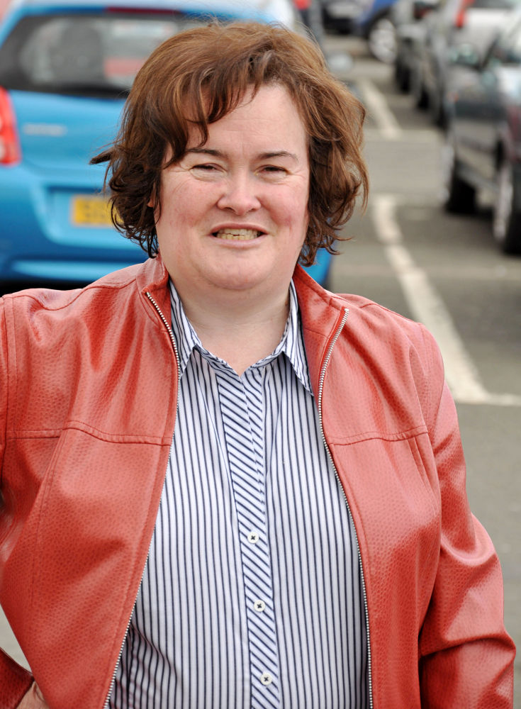 Susan Boyle;<br>Susan Boyle sporting a red leather jacket as she makes her way to St John's hospital in Livingston