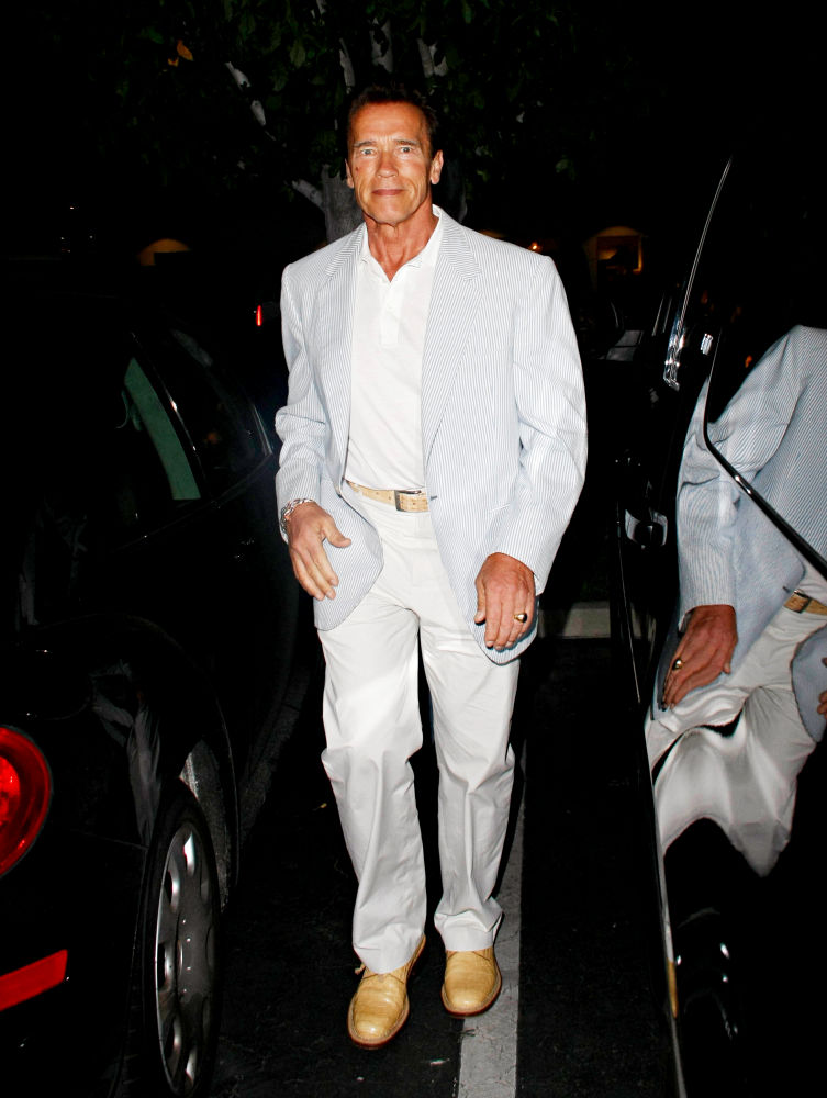 Arnold Schwarzenegger;<br>Arnold Schwarzenegger Arriving at Tra Di Noi Restaurant in Cross Creek Malibu