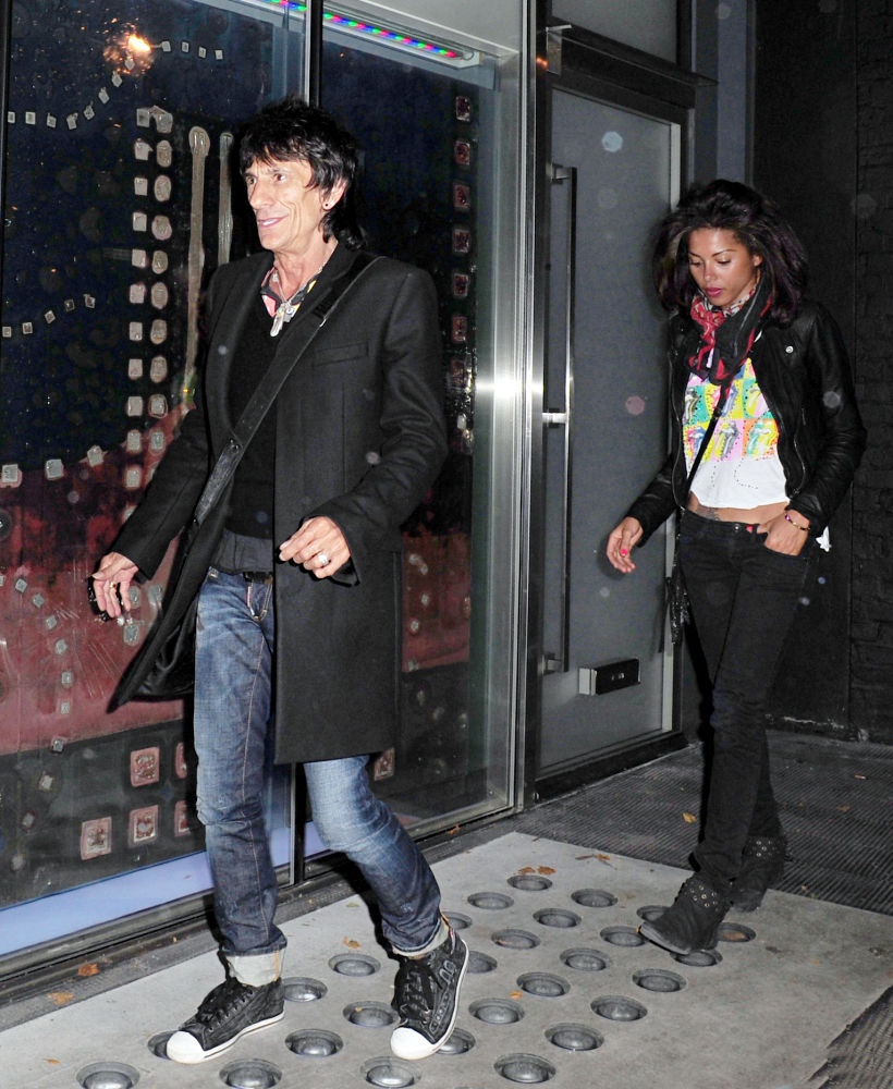 Ronnie Wood;Ana Araujo;<br>Ronnie Wood and girlfriend Ana Araujo arrive at The Ivy club