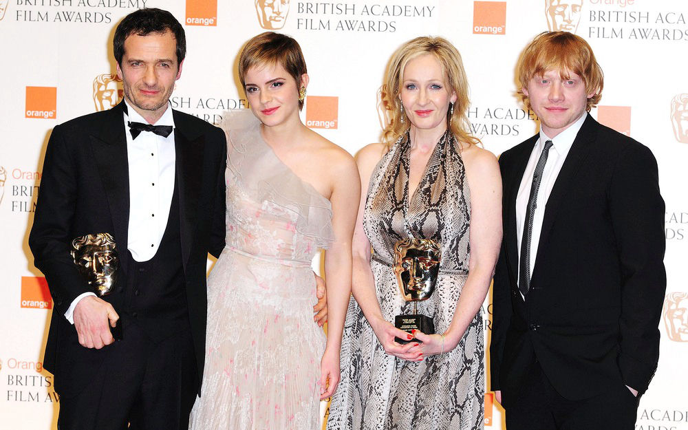 David Heyman;Emma Watson;J.K. Rowling;Rupert Grint;<br>2011 Orange British Academy Film Awards (BAFTAs) - Press Room