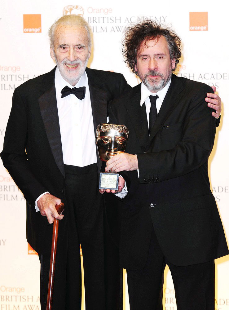 Christopher Lee;Tim Burton;<br>2011 Orange British Academy Film Awards (BAFTAs) - Press Room