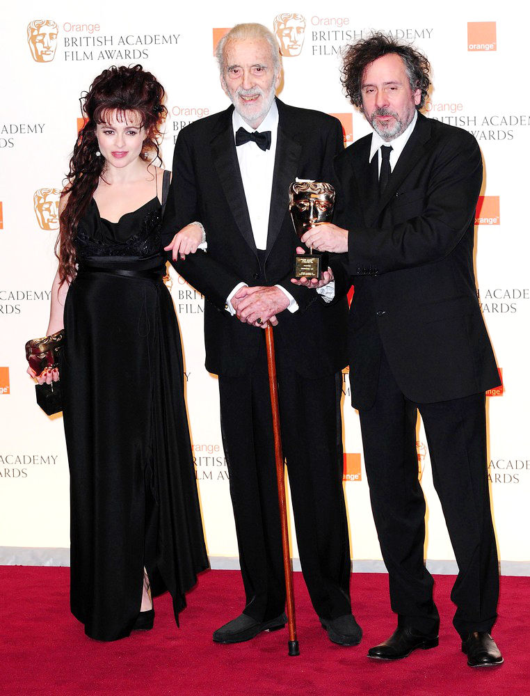 Helena Bonham Carter;Christopher Lee;Tim Burton;<br>2011 Orange British Academy Film Awards (BAFTAs) - Press Room