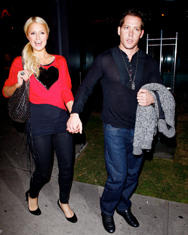 Paris Hilton;Cy Waits;<br>Paris Hilton and Cy Waits Leaving BOA Steakhouse After Having A Valentine's Day Dinner Together