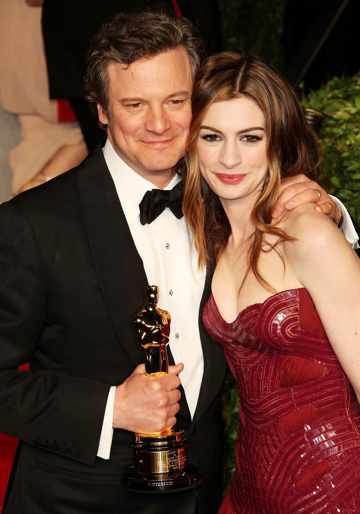 Colin Firth;Anne Hathaway;<br>2011 Vanity Fair Oscar Party - Arrivals