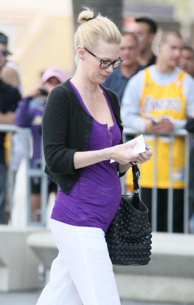 January Jones;<br>Celebrities Arrive at The Staples Center for Game 1 of The NBA Western Conference Semi-Finals