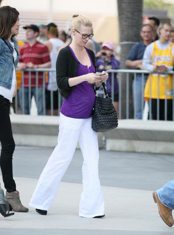 January Jones;<br>Celebrities Arrive at The Staples Center for Game 1 of The NBA Western Conference Semi-Finals