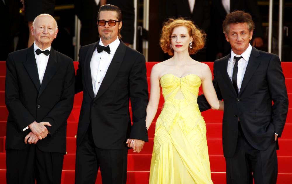 Gilles Jacob;Brad Pitt;Jessica Chastain;Sean Penn;<br>2011 Cannes International Film Festival - Day 6 - The Tree of Life - Premiere