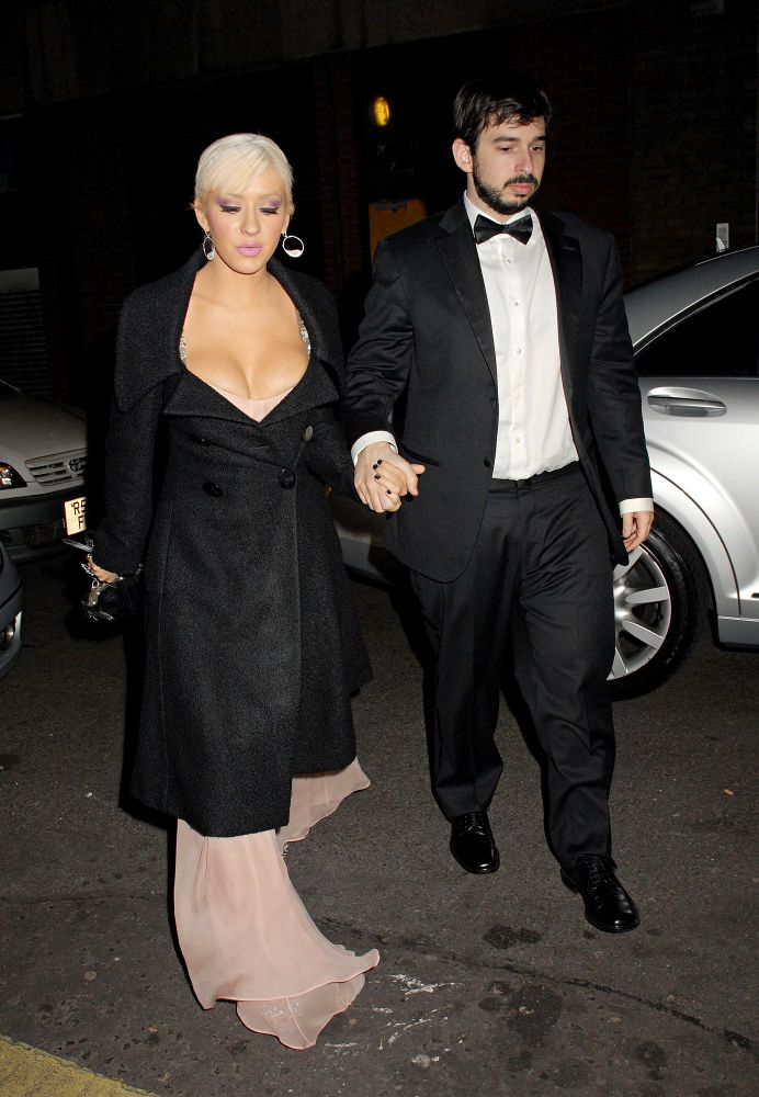 Christina Aguilera;Jordan Bratman;<br>Celebrities at L'Atelier Restaurant