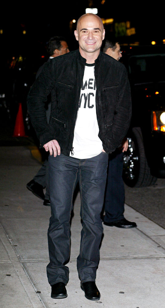 Andre Agassi;<br>Andre Agassi outside the Ed Sullivan Theater for the 'Late Show With David Letterman'
