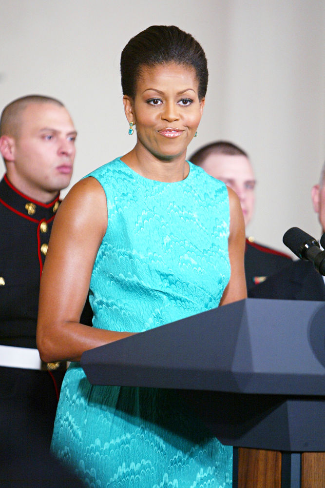 Michelle Obama;<br>Michelle Obama thanks the volunteers who helped put up the White House Christmas decorations